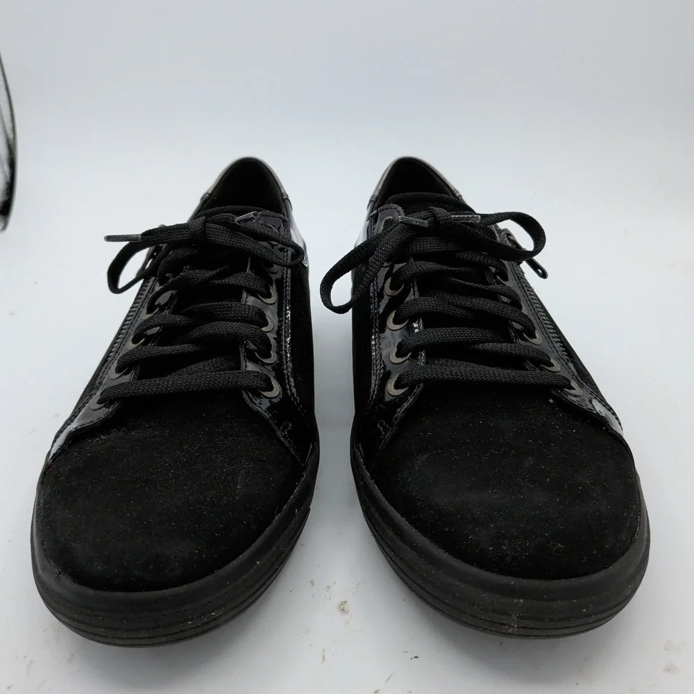 Mephisto Mobils Lenza Womens Black Suede Patent Leather Zip Sneakers 9 Comfort
